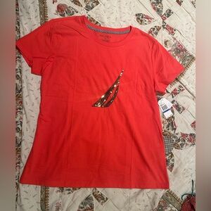 Nautica Women's Red/coral Tee with Sequin Sailboat NWT